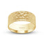 Hammered yellow 14k solid gold wedding band flat style 9mm width Ivanov