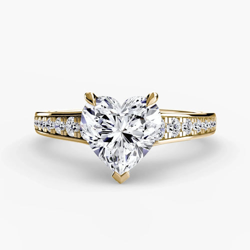 The Amour — Heart-Shaped Diamond Engagement Ring with Pavé Band