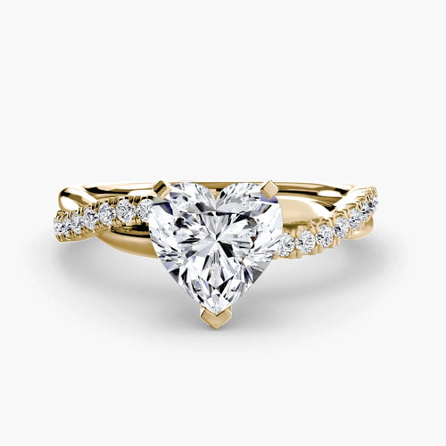 The Lumina - Heart Shaped Diamond Engagement Ring with Twisted Pave Band
