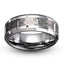 Hammered tungsten ring grooved polished beveled edges 8mm
