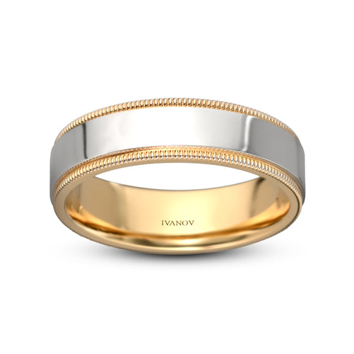 Dual Harmony - 14K Gold Two-Tone Men's Wedding Band
