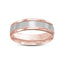 Two tone 14k gold mens wedding ring brushed white gold finish top polished rose gold edges
