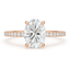 Oval engagement ring in rose gold and micro pave on the shank