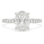 Oval lab diamond engagement ring with micro pave on the shank white gold