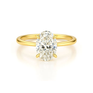 Oval diamond yellow gold solitaire ring
