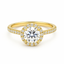 Round diamond halo engagement ring with micro pave setting