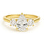 Pear diamond side round brilliant engagement ring yellow gold