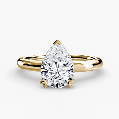 The Zevara - Pear Shaped Diamond Double Prong Solitaire Engagement Ring