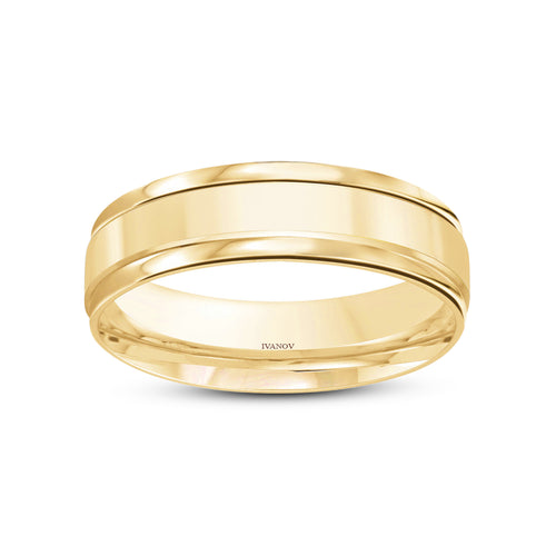The Gilded Edge Ring: 14K Gold, Polished, Flat, Stepped. 6mm.