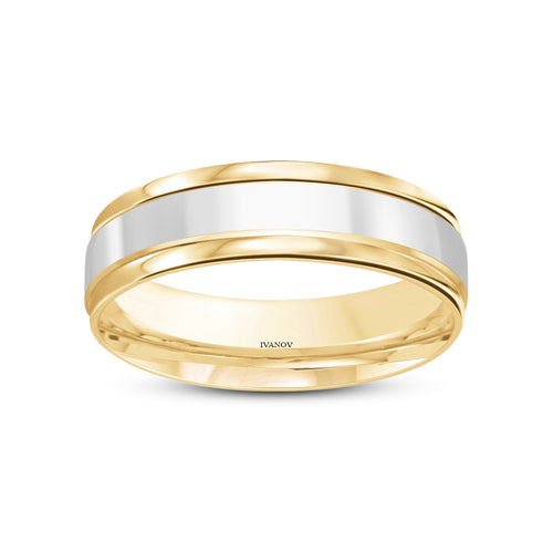 The Two-Tone Stream Ring - 14K Gold Polished  6mm.