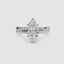 White Gold ring with a marquise-shaped diamond twisted pave band on a white background