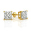 Princess cut lab diamond eattings studs yellow gold
