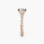 Rose gold ring with a diamond on a white background