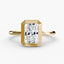 The Vanta radiant cut diamond bezel setting solitaire engagement ring in yellow gold