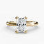 The Aurien radiant cut diamond double prong solitaire engagement ring in yellow gold