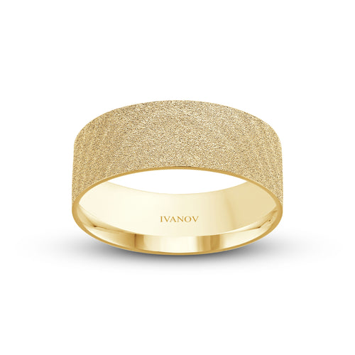The Quiet Form Ring: 14K Gold. Rolled Finish. 8mm Flat. Engrave It.