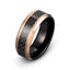 Rose gold tungsten ring black carbon fiber inlay 8mm