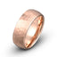 Rose gold tungsten ring hammered brushed domed 8mm