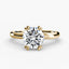 The Caelis round brilliant cut diamond solitaire engagement ring with double prong setting in yellow gold