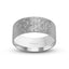 Scratched finish 14k white gold wedding band flat style 9mm width