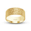 Scratched finish 14k yellow gold wedding band flat style 9mm width