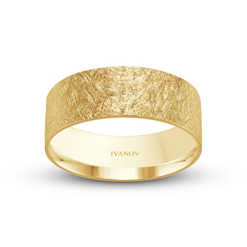 The Real Deal Ring: 14K Gold. Scratched. 8mm Flat. Engrave It.