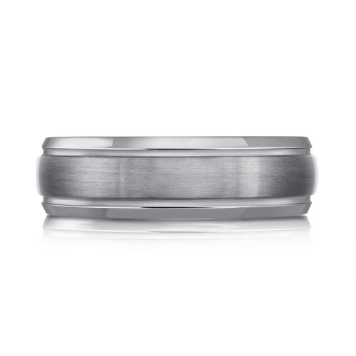 The Halberd - Tantalum Ring with Brushed Finish and Grooved Polished Edges