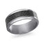 The Ferrox tantalum men's wedding band with carbon fiber inlay and polished beveled edges 8mm width