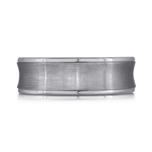 The Umbersteel - Tantalum Ring with Brushed Concave Design and Polished Edges