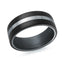 The Parallax tantalum men's wedding band with black brushed carbon fiber center inlay 8mm width