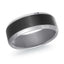 The Duskhelm tantalum men's wedding band with black brushed carbon fiber center inlay and beveled edges 8mm