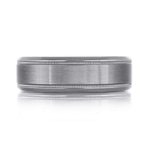 The Arclight - Tantalum Men's Wedding Band Brushed Finish and Mill Grained Polished Beveled Edges