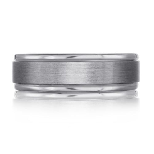 The Drift - Tantalum Men's Wedding Band with Brushed Finish and Polished Stepped Edges