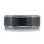 The Nullar tantalum men's wedding band with brushed carbon fiber center and polished beveled edges 8mm width