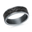 The Umbrium tantalum men's wedding band with hammered black carbon fiber center inlay 7mm width