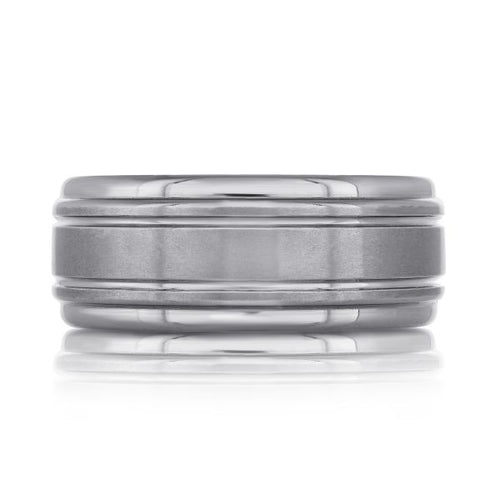 The Duskline - Tantalum Ring with Brushed Finish and Multiple Grooves