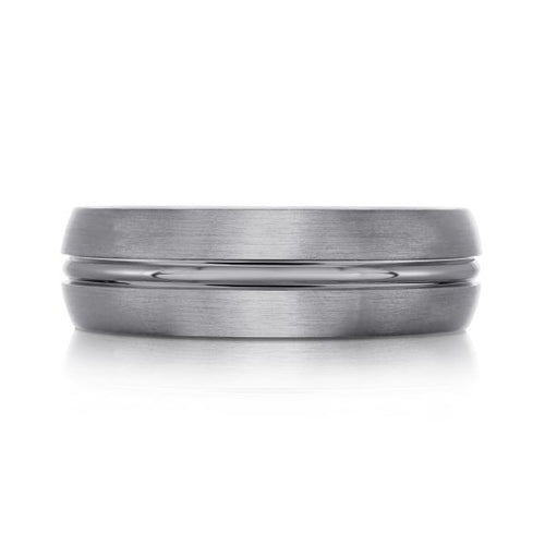 The Molten - Tantalum Ring with Brushed Domed Design and Grooved Polished Center