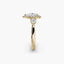 Gold ring with three diamonds on a white background