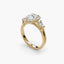 Gold ring with a diamond on a white background