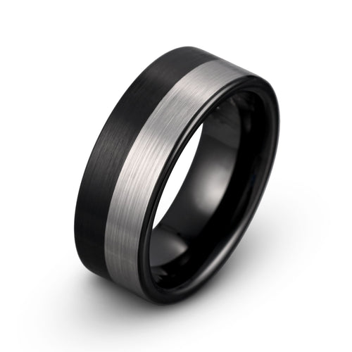 Kostas Men's Tungsten Ring in Striking Black Gray