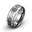 Mens tungsten ring brushed hammered grooved