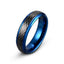 Black brushed hammered tungsten ring with blue wdges 6mm