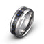 Tungsten ring blue carbon inlay 8mm