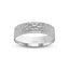 White gold ring with hammered textured band 6mm width and 'IVANOV' branding on a white background