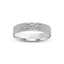 White gold ring with hammered textured band flat style 4mm width and 'IVANOV' branding on a white background