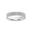 White gold ring with hammered textured band finish flat 3mm width and 'IVANOV' branding on a white background