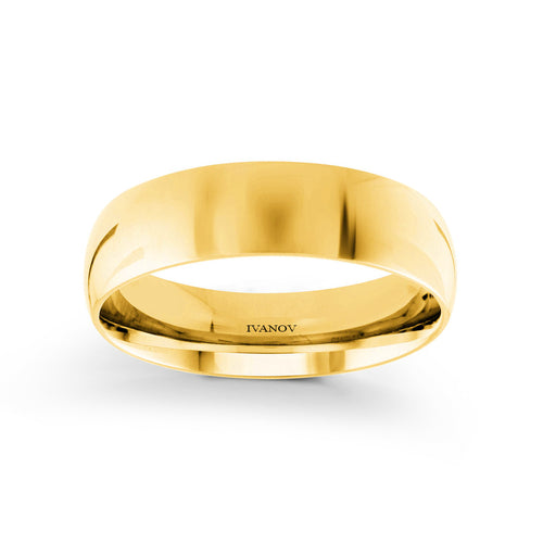 14k Gold Wedding Band 6mm Dome - Archelaus