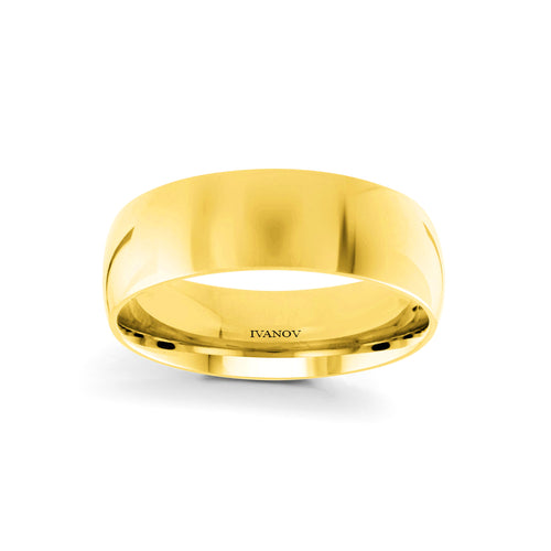 14k Gold Wedding Band 7mm Dome - Archimedes