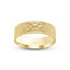 14k yellow gold wedding band hammered finish flat style 7mm width