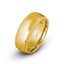 A 14k solid gold domed men's wedding band with a polished finish and mill-grained edges.
